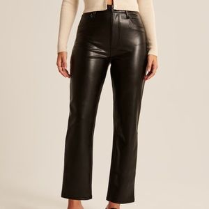 Abercrombie & Fitch Curve Love Vegan Leather Ankle Straight Pant